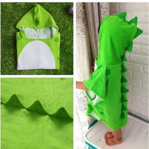 Two Children Bath Towel Robe, Blue in small, green in Medium